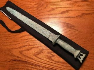 Old Roman Style Short Sword Bronze Engraved W/ Heavy Patina Knife Blade