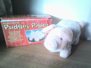 Vintage Pudgey The Piglet Walking Oinking Electronic Pig Soft Toy