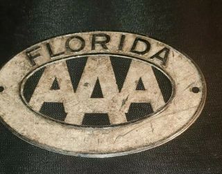 Vintage Metal License Plate Topper Aaa Automobile Club Of Florida No Hardware
