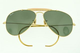 58[]14mm Vintage B&l Ray Ban Gold Plated Outdoorsman Aviator Sunglasses