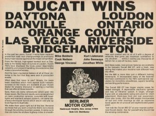 1975 Ducati  Wins  - Motorcycle Racing - Vintage Ad