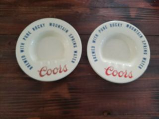 Vintage Coors Beer Golden Colorado Brewed With Pure Rocky Mountain 2 Ashtrays