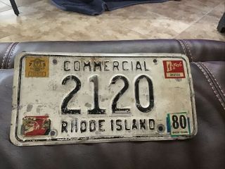 1970’s Rhode Island Commercial License Plate Bi Centennial Sticker