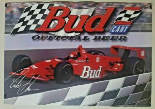 Vintage Anheuser Busch Budweiser Cart Racing Tavern / Store Poster 27 " X19 " Nos