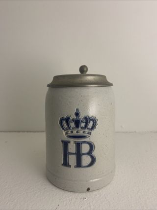 Vintage Hb German Hofbrauhaus Munchen Beer Stein.  5 Liter Stoneware Lidded