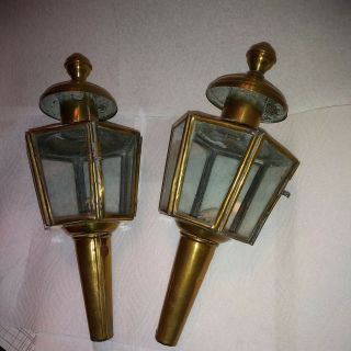 Vintage Brass Carriage Coach Lamps Light Lantern