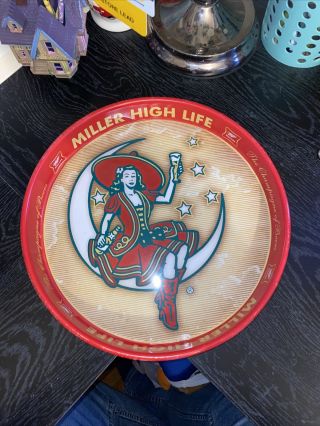 1999 Miller High Life Girl On The Moon Metal Beer Serving Tip Tray