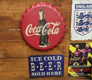 Coca Cola Beer Bottle Cap Advertising Picture/sign 35cm Metal Sign Large