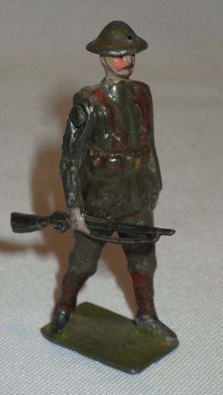 Vintage Lead Metal Toy Military Soldier W/ Moving Swinging Arm With Rifle Gun