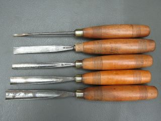 Set Of 5 Vintage Carving Gouges Chisels Old Tool By S J Addis