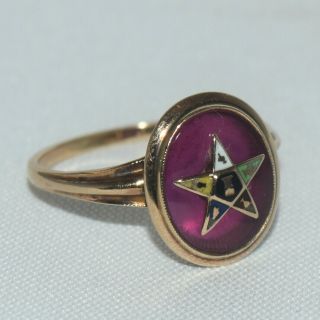 10k Yellow Vintage Order Of The Eastern Star Masonic Ring Size 9 2.  91 Grams