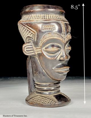 Tribal African Kuba Cup Wood Carving Figure Dr Congo Africa