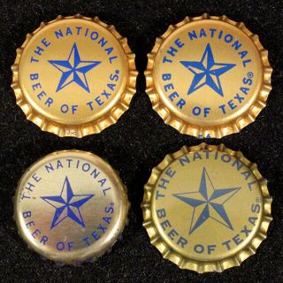 4 Lone Star National Beer Of Texas Blue Plastic Bottle Caps San Antonio Crown Tx