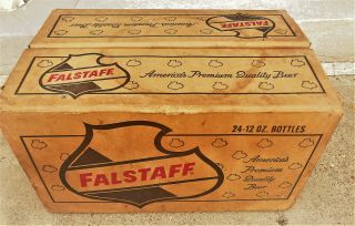 1963 Falstaff Beer Cardboard Case Box W/ Hinged Split Flip Top