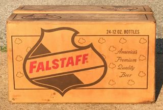 1963 Falstaff Beer Cardboard Case Box w/ Hinged Split Flip Top 3
