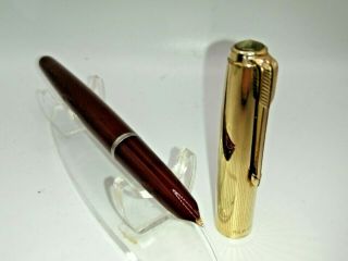 Vintage Parker 51 Dulux Rolled Gold Cap Fountain Pen 14 Kt Gold Nib