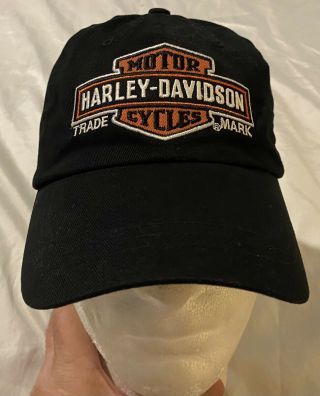 Harley Davidson Motorcycles Bar Shield Logo Black Hat Cap Strapback Embroidered