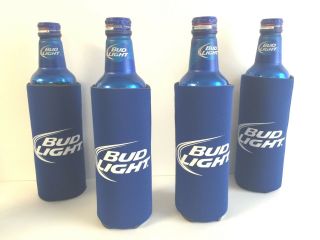 Bud Light Beer Koozie Fits 16 Oz Aluminum Can Classic Logo Four (4) - & F/s