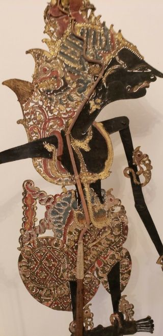 Mid - 20th Cen.  Indonesian Wayang Kulit Shadow Puppet of Krishna 28.  5” With Stand 2