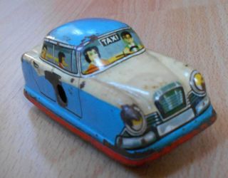 Vintage Technofix Tin Wind Up Car Taxi Made In Western Germany G - 301 1960’s