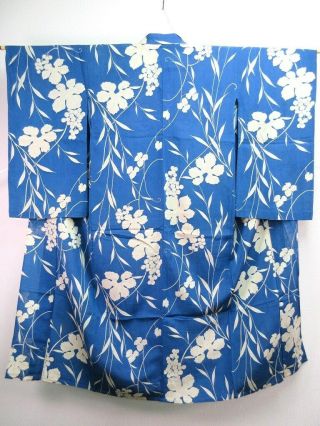G1 - 5263a410 Silk Vintage Japanese Kimono Robe Dress Light Blue For Summer