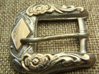 Vintage Small Ranger Hand Made Sterling Silver 10k Gold Western Belt Buckle