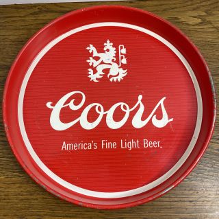Vintage Coors Beer 13 " Red Round Metal Advertising Serving Bar Tray - Usa