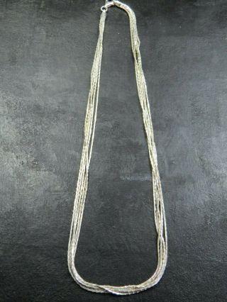 Vintage Sterling Silver Fancy Snake Link 5 Strand Necklace Chain C.  2000 17 Inch