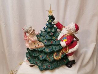 Vintage Blackbird Mold Santa & Mrs Claus Decorating Ceramic Christmas Tree Rare