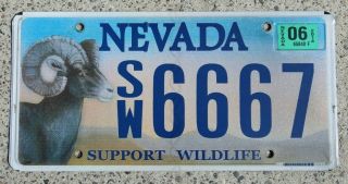 2014 Nevada Support Wildlife 666 License Plate