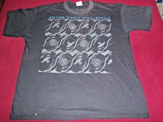 Rolling Stones Steel Wheels North American Tour 1989 T - Shirt Vintage Shape