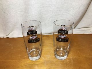 2 Euc Miller Draft Pint Beer Glasses Etched Eagle On Bottom