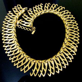 Vtg Luxe Egyptian Runway Wide Golden Monet Collar Necklace Curvy Exc