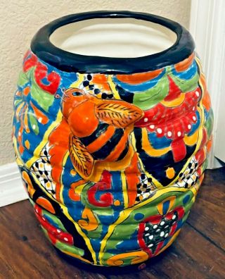 Talavera Planter Honey Pot Bee Mexican Folk Art Pottery 13 " X 11 "