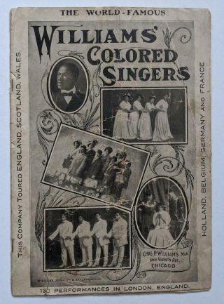 C 1904 World Famous Williams Jubilee Singer S African American Choir Song Book