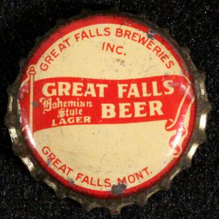 Great Falls Bohemian Style Beer Cork Lined Bottle Cap Montana Crowns Mont Mt Old