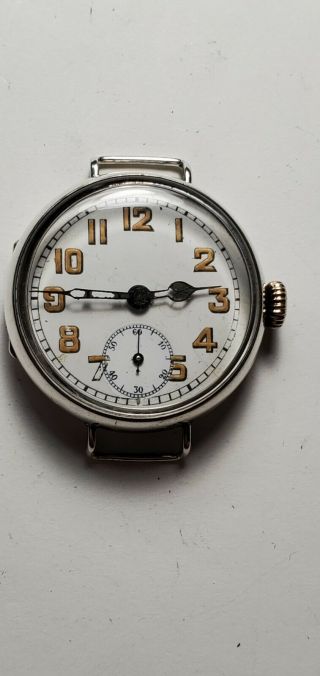 Vintage Wwi Sterling Silver Trench Military Officers Wrist Watch
