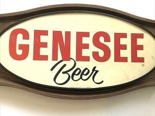 Vintage Genesee Beer Sign Rochester Ny Advertising 1970s Faux Wood Look 3d