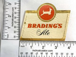 Vintage Brading’s Ale Beer Bottle Label Le Biere Canada With Neck Band 12oz 2
