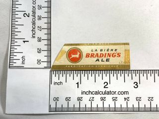 Vintage Brading’s Ale Beer Bottle Label Le Biere Canada With Neck Band 12oz 3