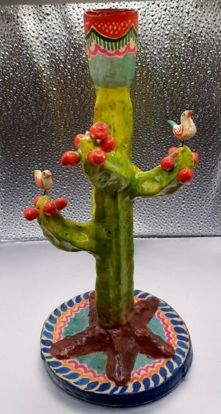 Vintage Large Mexican “tree Of Life” Pottery Folk Art