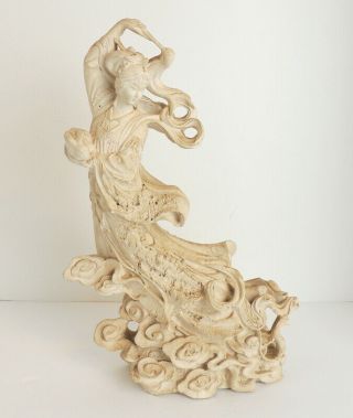 Vintage Oriental Chinese Statue Woman With Rabbit Goddess Of Love?