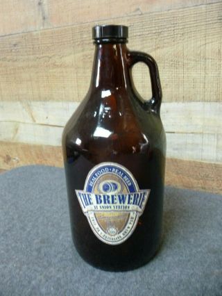 The Brewerie @ Union Station Craft Beer Brown Glass Jug Bottle 64 Oz Erie Pa