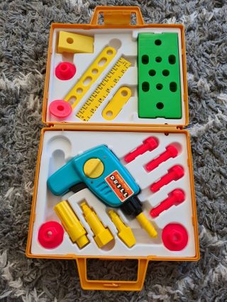 Vintage 1977 Fisher - Price Tool Kit,  Complete With Drill