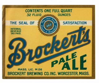 Beer Label: Irtp; Brockert Brewing Co,  Worcester Ma,  32oz Pale Ale