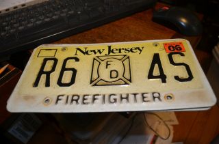 Jersey Firefighter 2006 License Plate - R6 4s (one Plate)