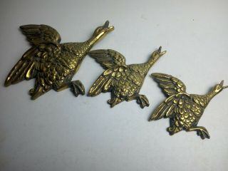 Vintage Retro 3 Flying Brass Ducks.  Man Cave.  Hilda Ogden.  Fugly.