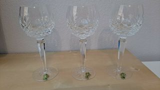 Vintage Set Of 3 Waterford Crystal Lismore 6 Oz.  Wine Balloon Glasses Ireland
