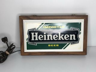 Heineken Imported Beer Vintage Hanging Sign Lighted Pub Beer Man Cave