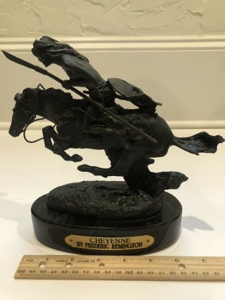 Cheyenne 8” Tall Bronze Sculpture Statue By Frederic Remington On Marble Base
